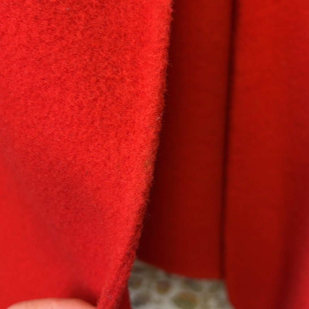 AK Anne Klein Red Woolโ Blend Open Front Blazer Pockets Thick Festive Holiday L - Picture 12 of 17